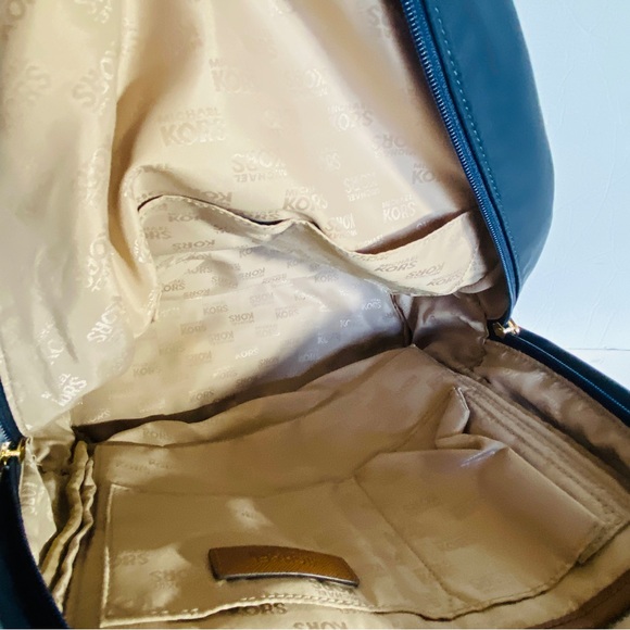 MICHAEL KORS Navy Nylon Saddle Saffiano Leather Strap JET SET Backpack Computer - Picture 8 of 12